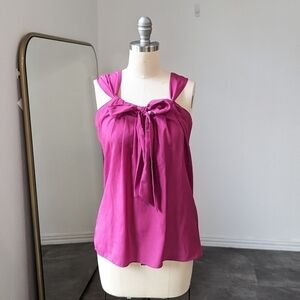 Banana Republic Halter Neck Tie Satin Top Purple XS business casual preppy work
